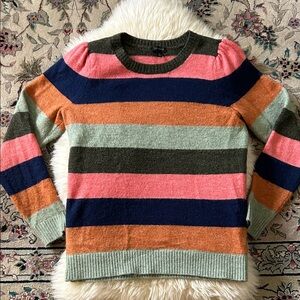 Talbots Striped Crewneck Sweater in Coral, Navy & Sage